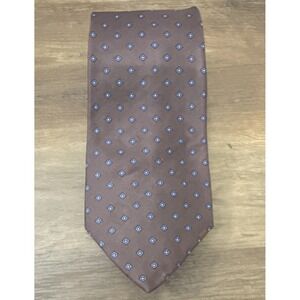 Oliver Hunt Men's Geometric Tie Brown Blue White 100% Silk RN 20360